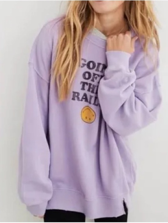 aerie Tops - Aerie Lilac Graphic Crewneck